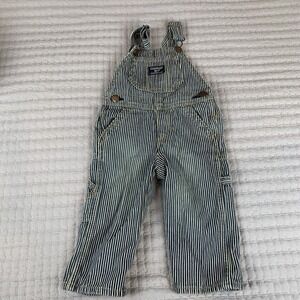 OshKosh B'Gosh Overalls Railroad Hickory Stripe 12 Months 100% Cotton